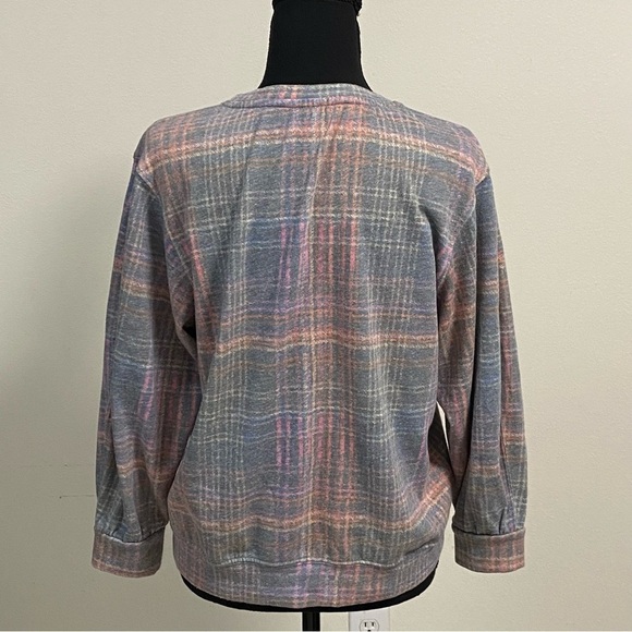 Sundry Sweater Women’s Size Small Pastel Rainbow Plaid Sweater - Picture 4 of 15
